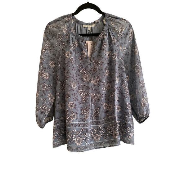 Daniel Rainn Women's Lanea Split Neck Button Floral Top Blouse Size S Blue NWT - Picture 2 of 6